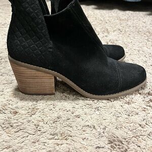 Toms Black Heeled Boots with Wooden Heel